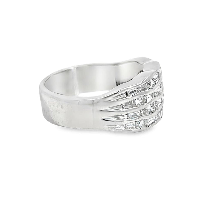 1.00 CTW Diamond 14K White Gold 10.5mm Wide Band Ring