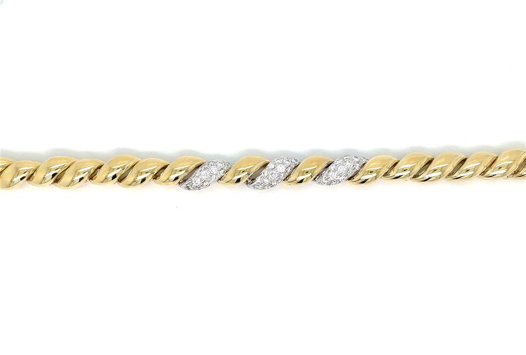 Sal Praschnik 0.88 CTW Diamond 18K Yellow Gold Curved Link Bracelet