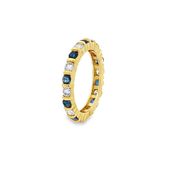 0.80 CTW Diamond & Sapphire 14K Yellow Gold Eternity Band Ring