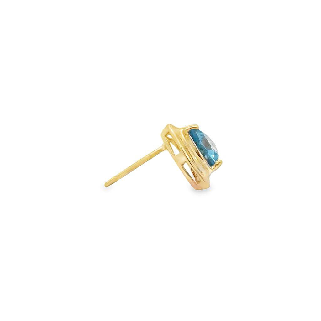 Pre-Owned Blue Topaz Stud Earrings 14K Yellow Gold – 9.8mm