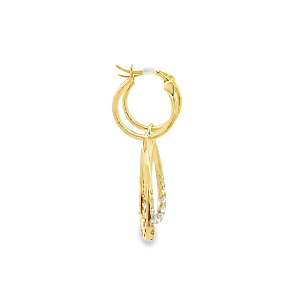 0.47 CTW Diamond 14K Yellow Gold Convertible Teardrop Drop & Hoop Earrings