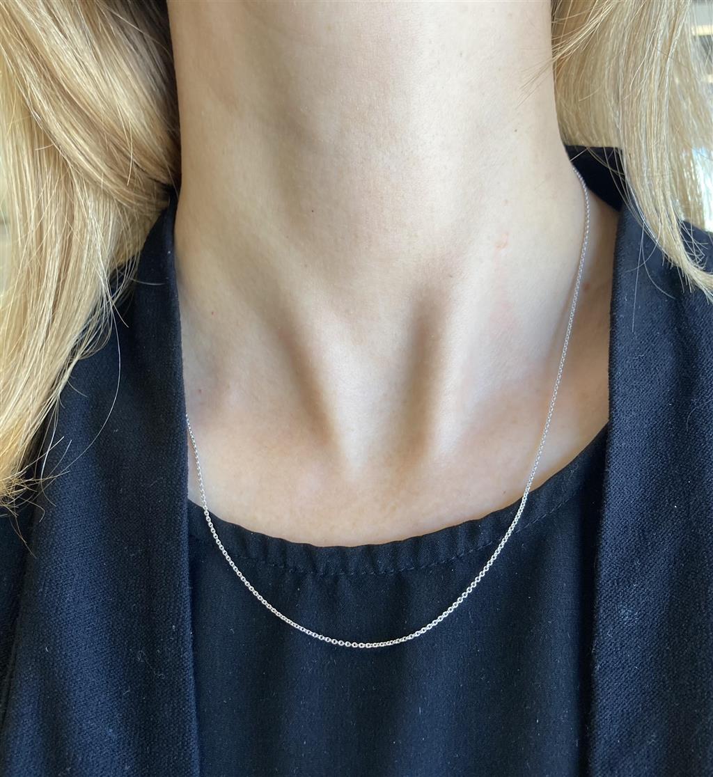 14K White Gold 18" Medium Cable Chain