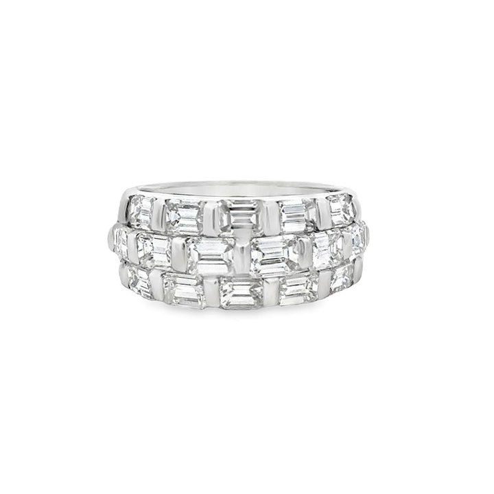 2.50 CTW Emerald-Cut Diamond 18K White Gold Wide Band Ring