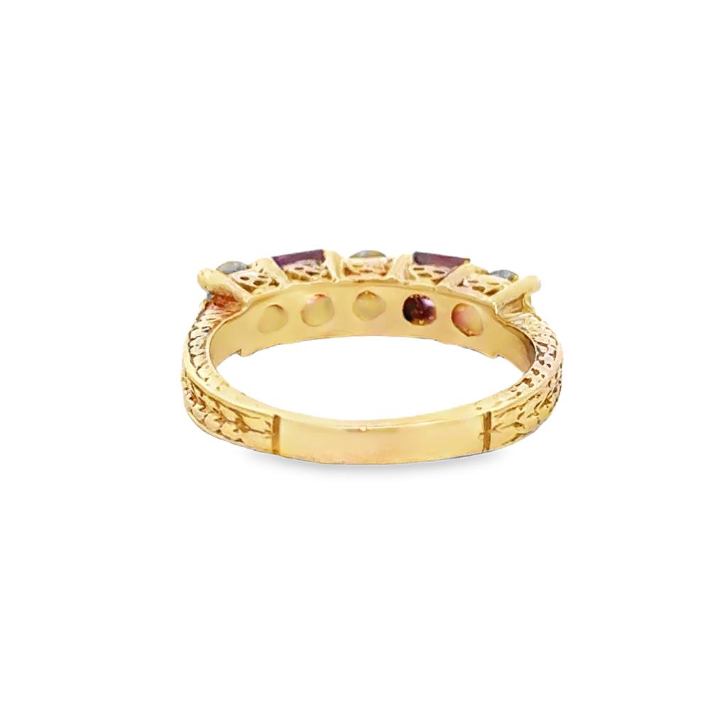 0.33 CTW Diamond & Pink Topaz 14K Yellow Gold Intricate Band Ring