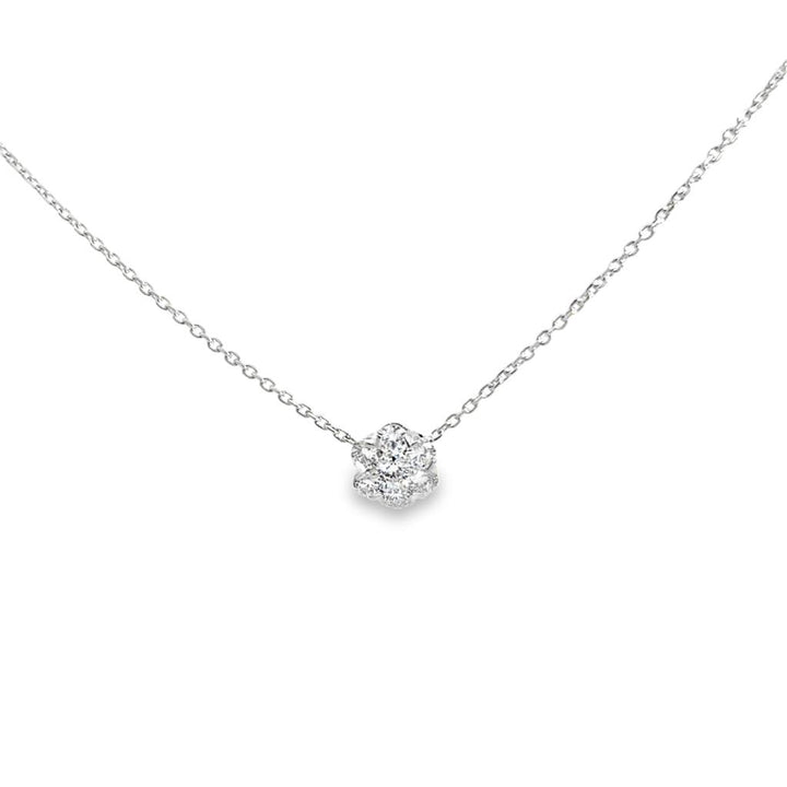 Van Cleef & Arpels ~ Approx 1.00 CTW Diamond 18K White Gold Floral Station Necklace