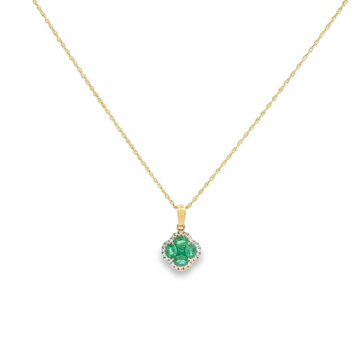 0.67 CTW Emerald & 0.12 CTW Diamond 11mm Pendant in 14K Yellow Gold