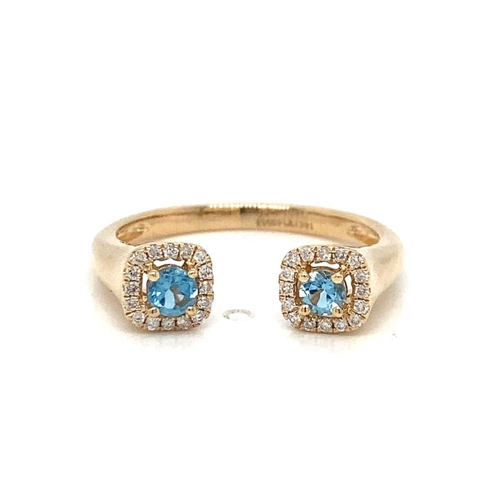 Blue Topaz and Diamond Open Ring
