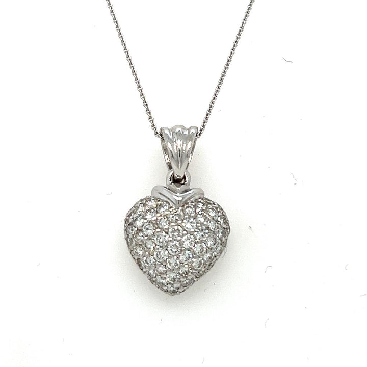 18K White Gold Heart Pendant with 1.35ct Diamonds