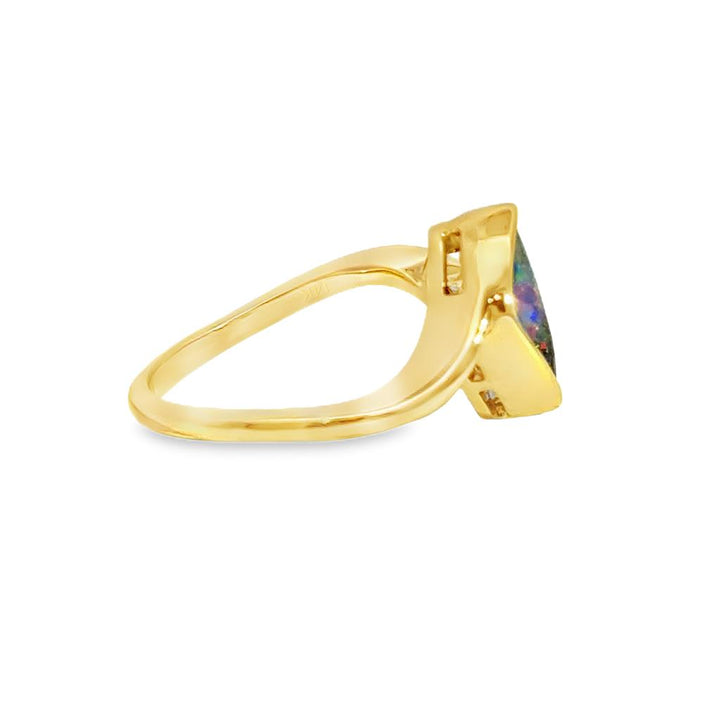 2.46CT Boulder Opal Ring in 14K Yellow Gold