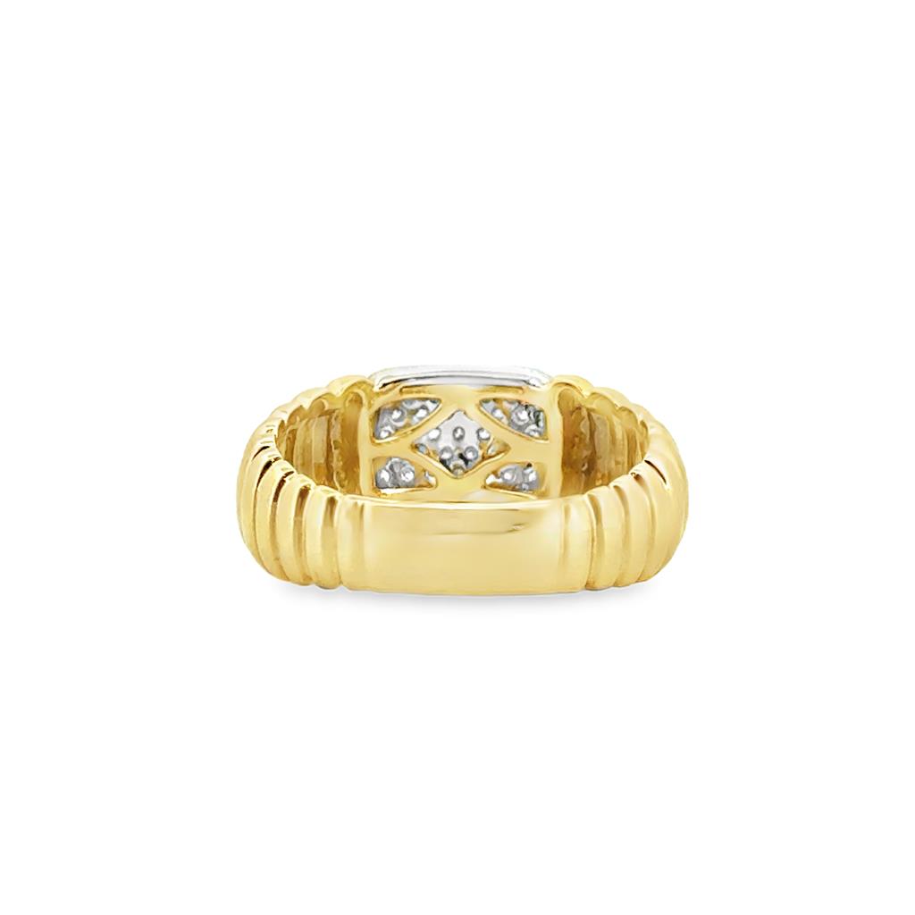 Doves 0.29 CTW Diamond Wide Textured Band in 18K Yellow & White Gold