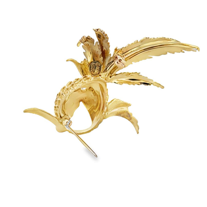 Henry Dunay 0.12 CTW Diamond Eye Abstract Fish Brooch in 18K Yellow Gold