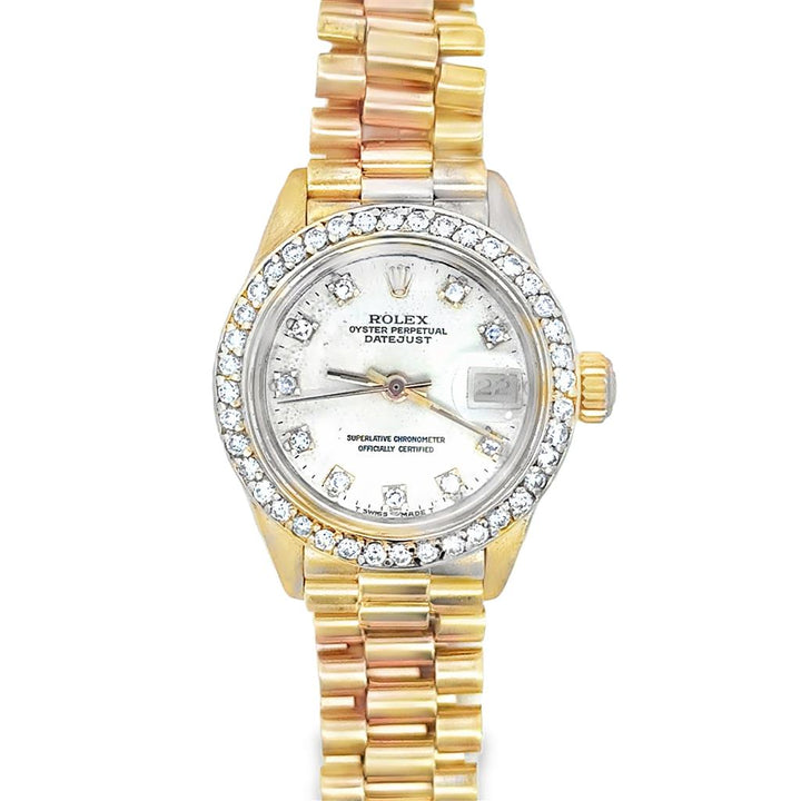 1979 Ladies Rolex President 18K Yellow Gold Model 6916 with Custom Diamond Bezel & Dial