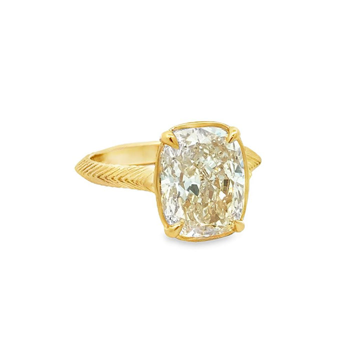 5.32 CT Diamond 18K Yellow Gold Elongated Cushion Cut Engagement Ring