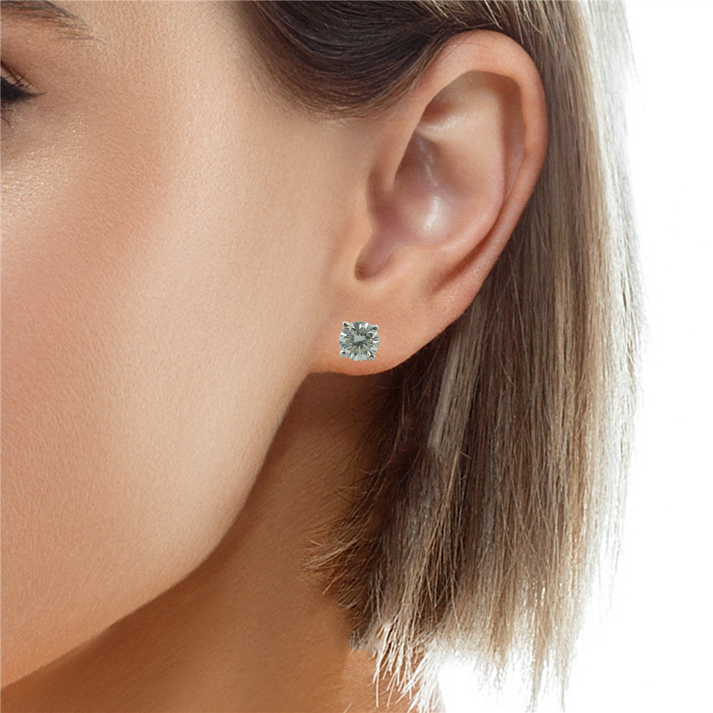 Legacy Four Prong Round Brilliant Diamond Stud Earrings - GIA Certified