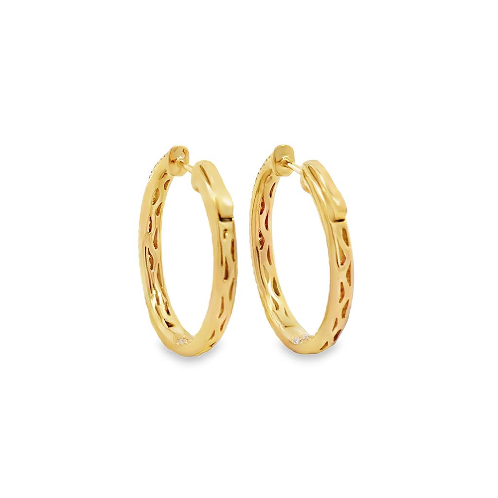 0.82 CTW Diamond 18K Yellow Gold Inside-Out Hoop Earrings