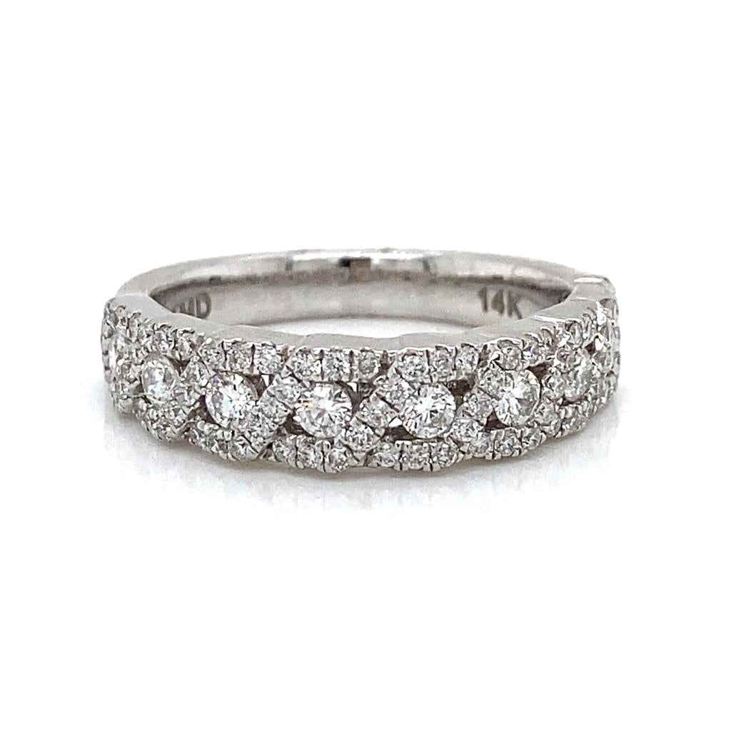 0.73 CTW Round Diamonds 14K White Gold Wedding Band