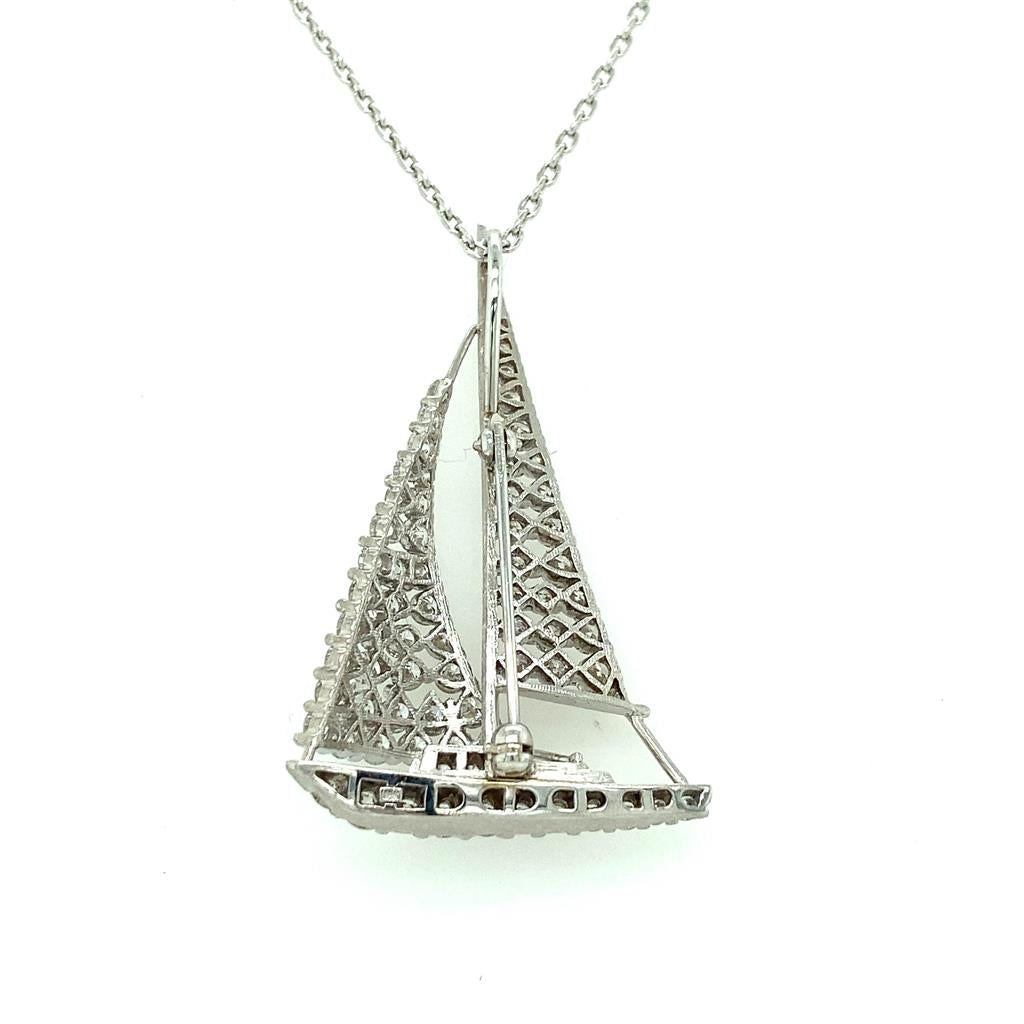3.90ct Diamond Sailboat Pendant & Brooch