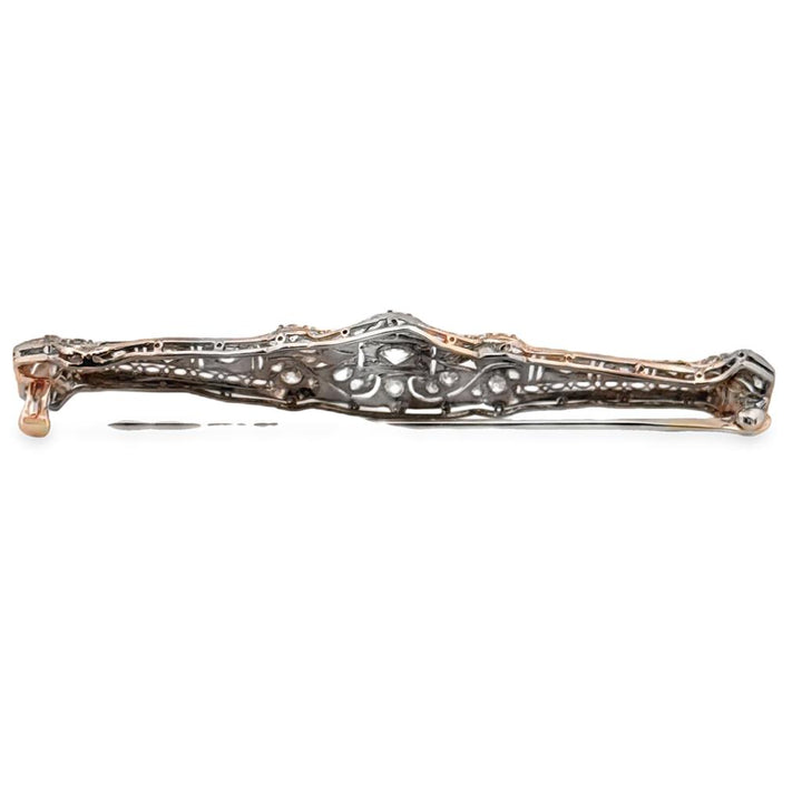 Vintage 1.40 CTW Diamond Platinum Filigree Brooch