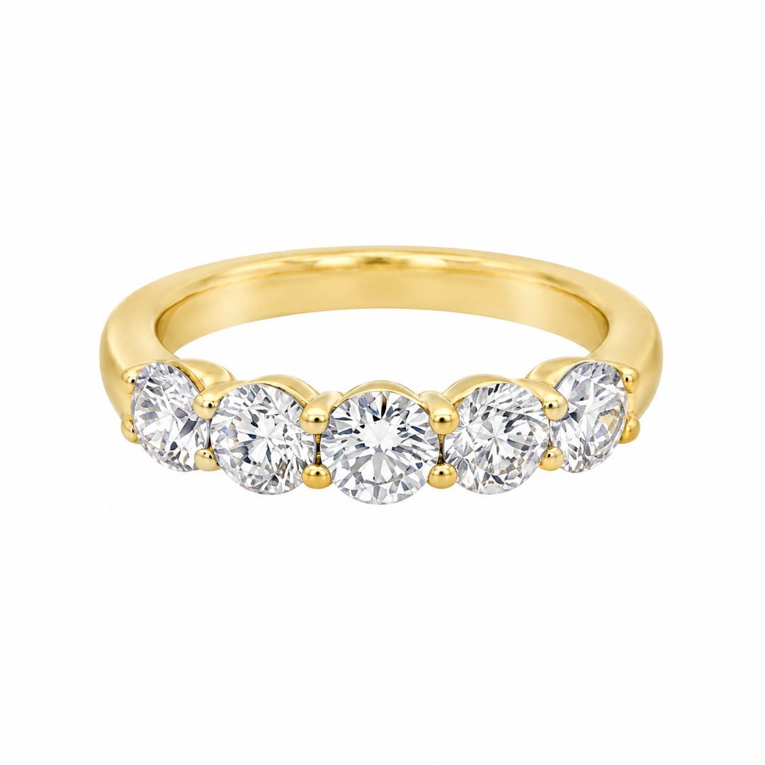 1.51 CTW Diamond 14K Yellow Gold 5-Stone Band Ring