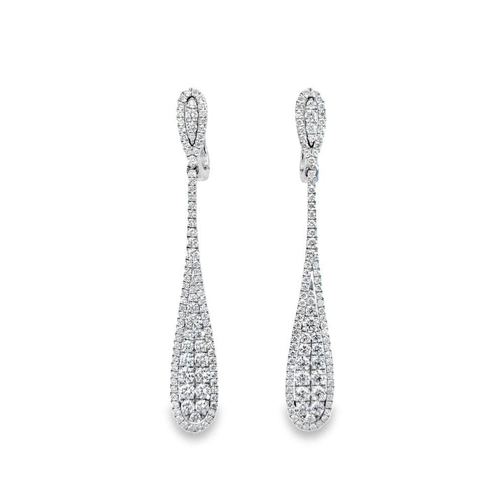 2.00 CTW Diamond Pavé 14K White Gold Drop Earrings