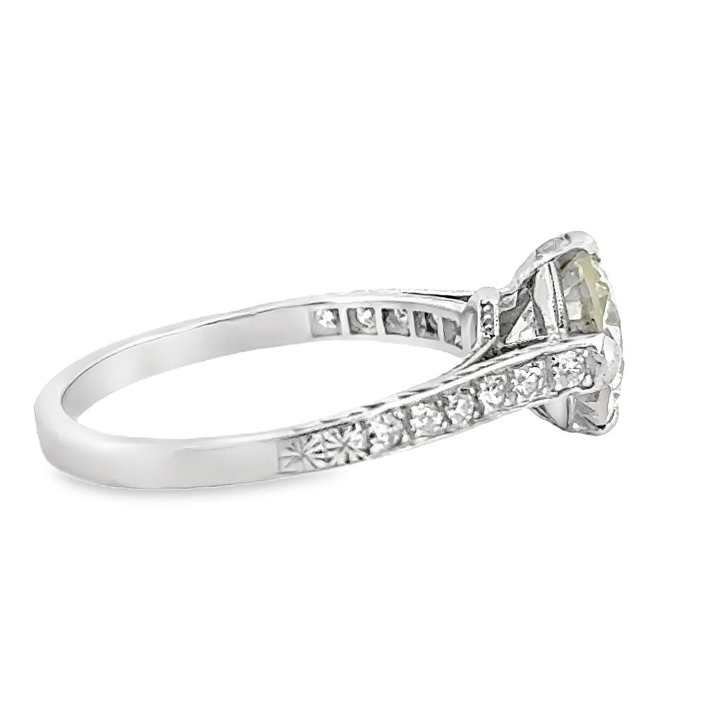 1.77 CT Old European Cut Diamond Art Deco Platinum Ring