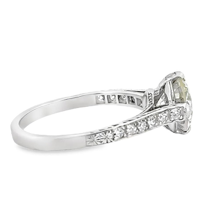 1.77 CT Old European Cut Diamond Art Deco Platinum Ring