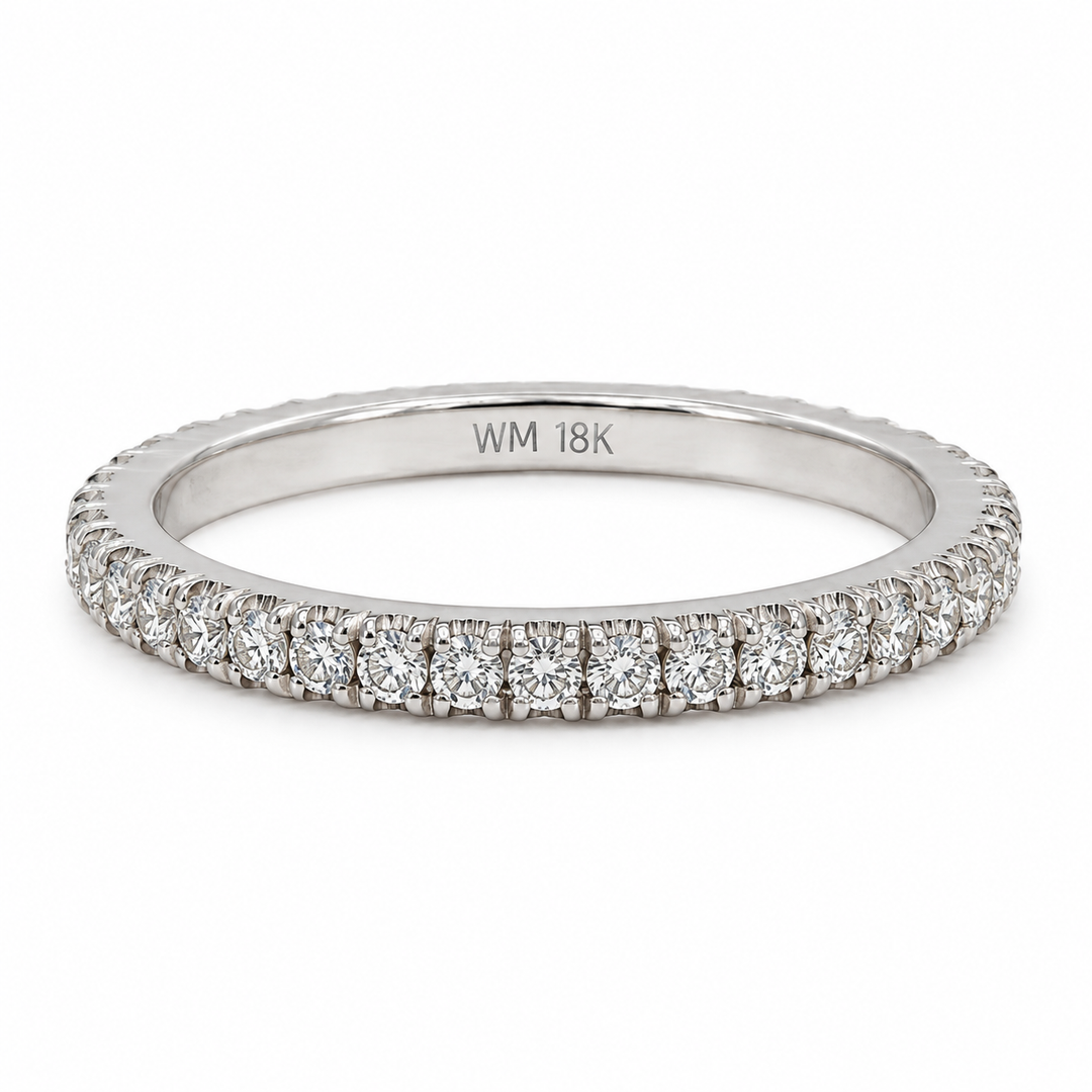 0.44 CTW Round Diamond 18K White Gold Wedding Band