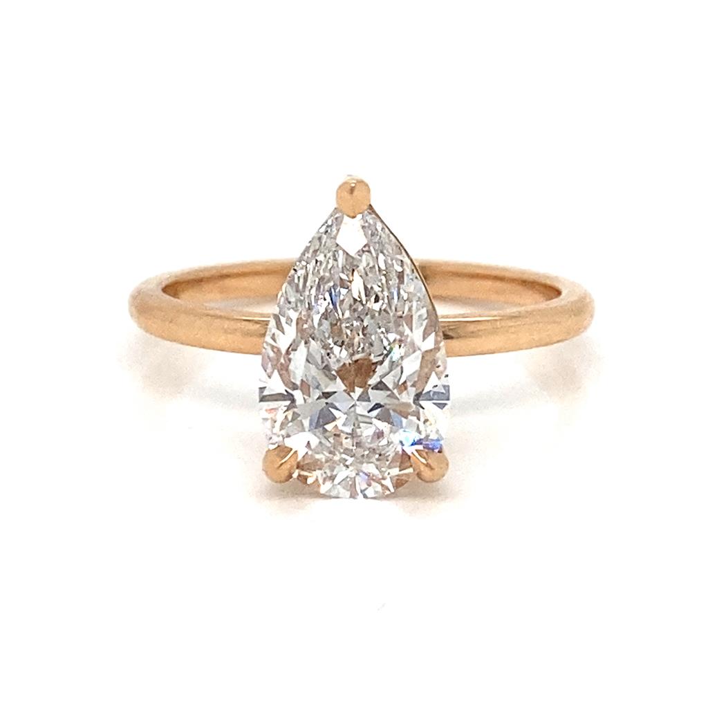 Three Prong Semi-Mount Solitaire Diamond 18K Rose Gold Engagement Ring
