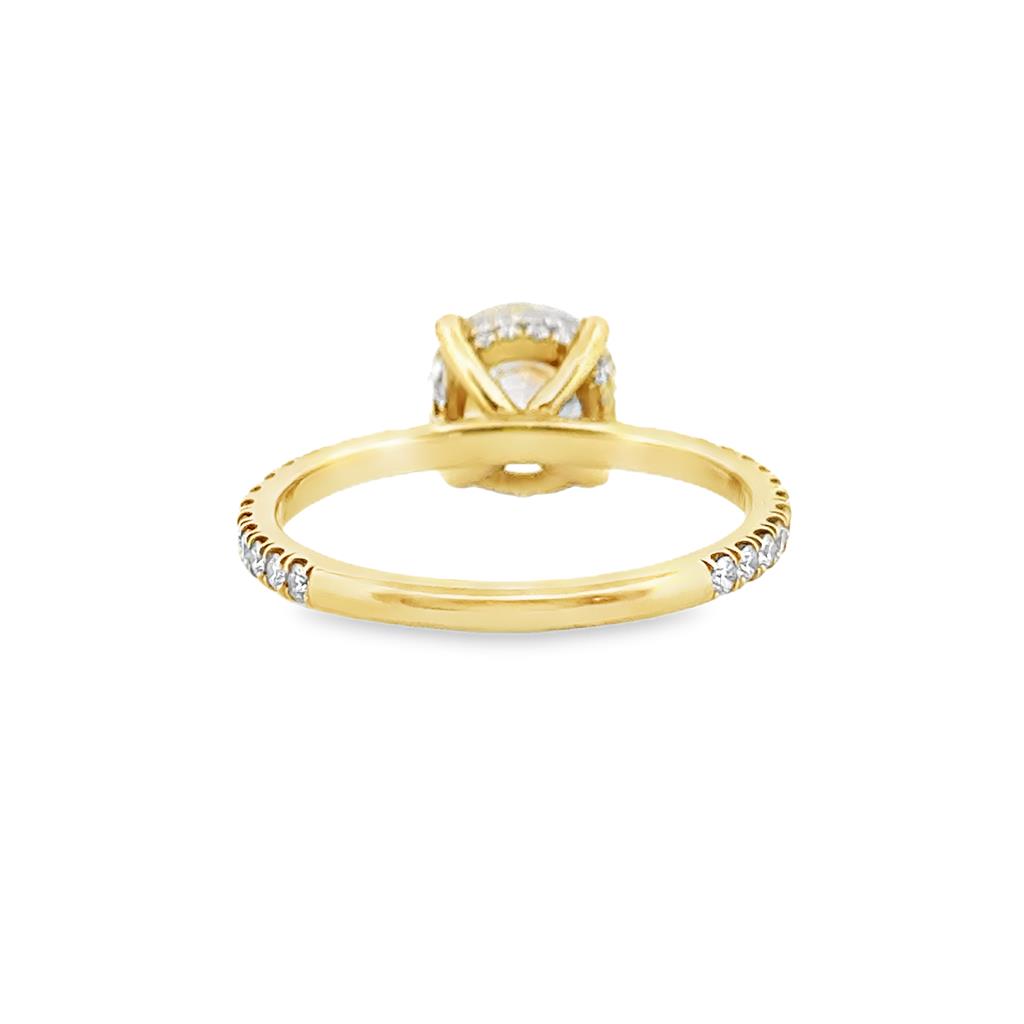 Hidden Halo Micro Pavé Engagement Semi-Mount Ring in 18K Yellow Gold