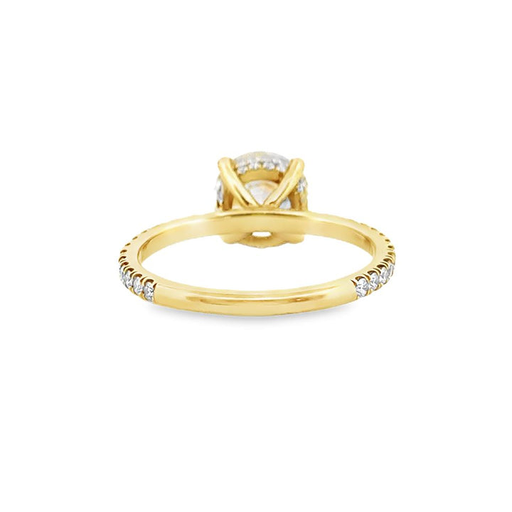 Hidden Halo Micro Pavé Engagement Semi-Mount Ring in 18K Yellow Gold