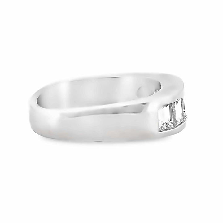 Vintage 1.50 CTW Emerald Cut Diamond Platinum Channel Set Design Ring