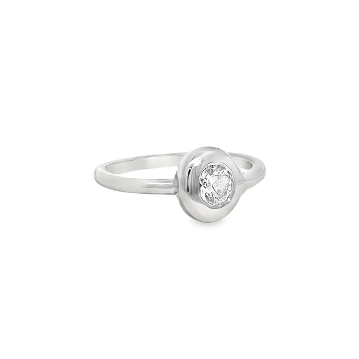 0.61 CT Diamond Platinum Bezel Set Off-Center Ring