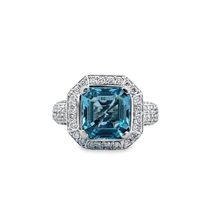 4.10 CTW Aquamarine & Diamond 18K White Gold Ring