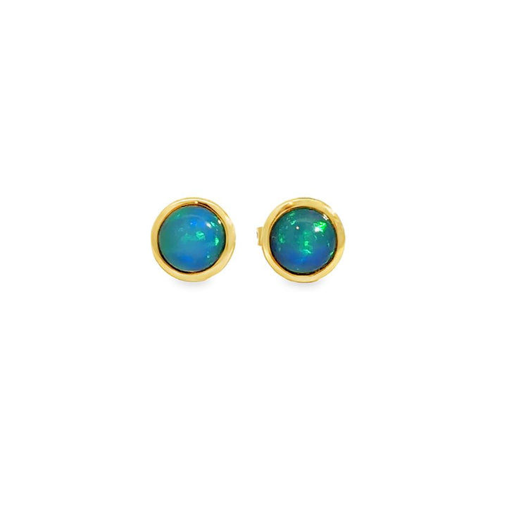 1.04CTW Ethiopian Opal Stud Earrings in 14K Yellow Gold