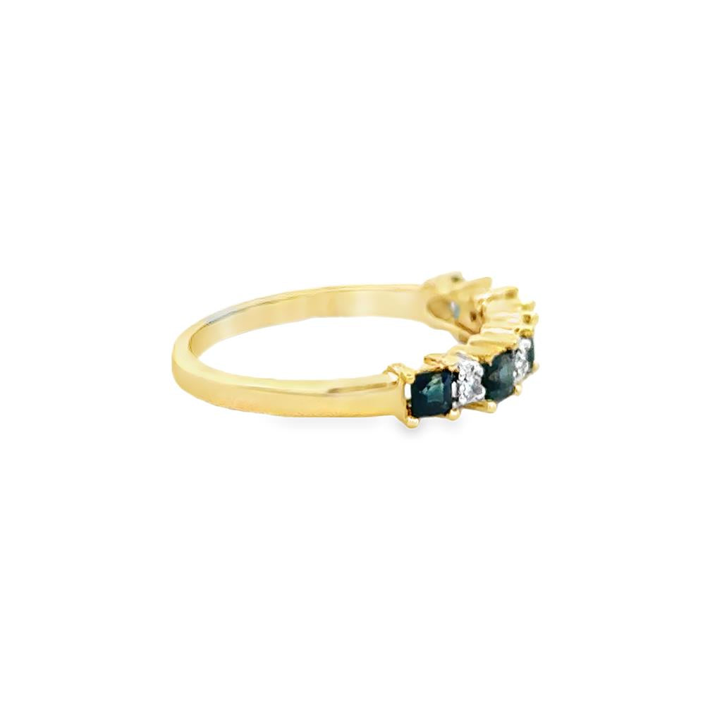 Sapphire and 0.08 CTW Diamond 10K Yellow Gold Band Ring