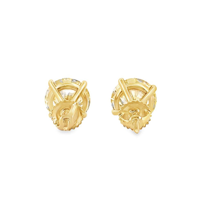 5.04 CTW Diamond Stud Earrings, 4-Prong Martini Setting in 18K Yellow Gold, M Color, VS1 Clarity