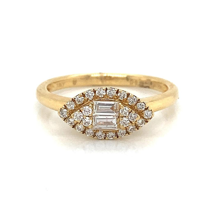 0.34 CTW Round Diamond 18K Yellow Gold Unique Eye Design Ring