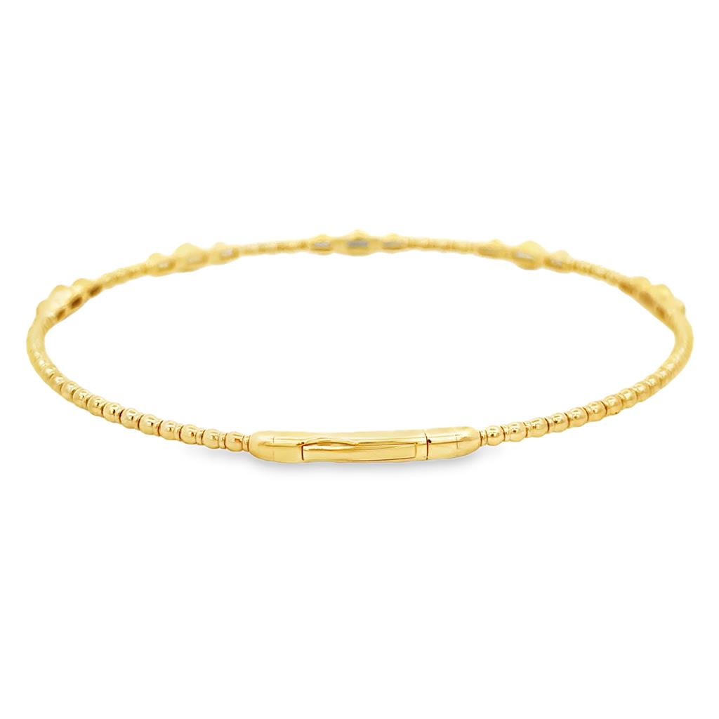 0.35 CTW Diamond 14K Yellow Gold Flexible Bangle Bracelet