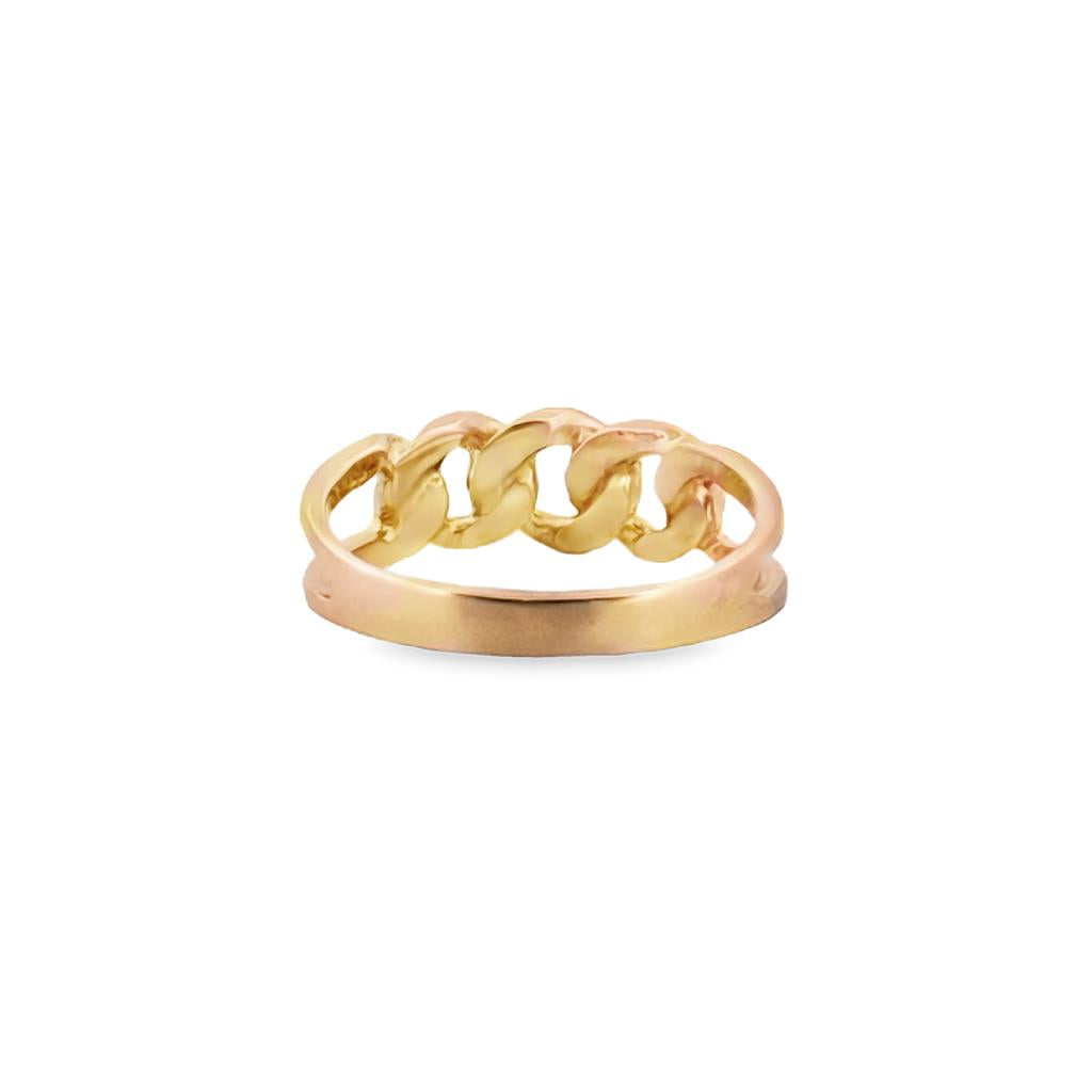 18K Yellow Gold Chain Link Split Shank Ring – 6mm
