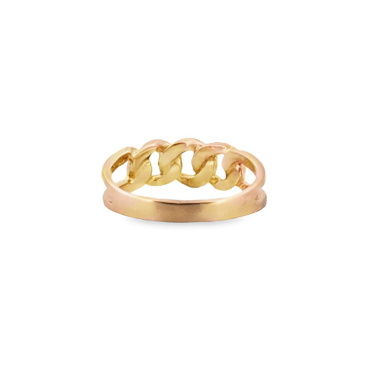 18K Yellow Gold Chain Link Split Shank Ring – 6mm