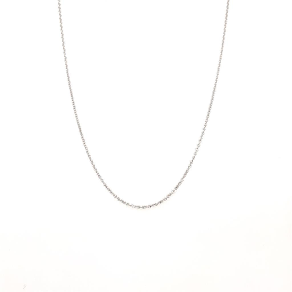 14K White Gold 0.90mm Wide Small Cable Chain Necklace
