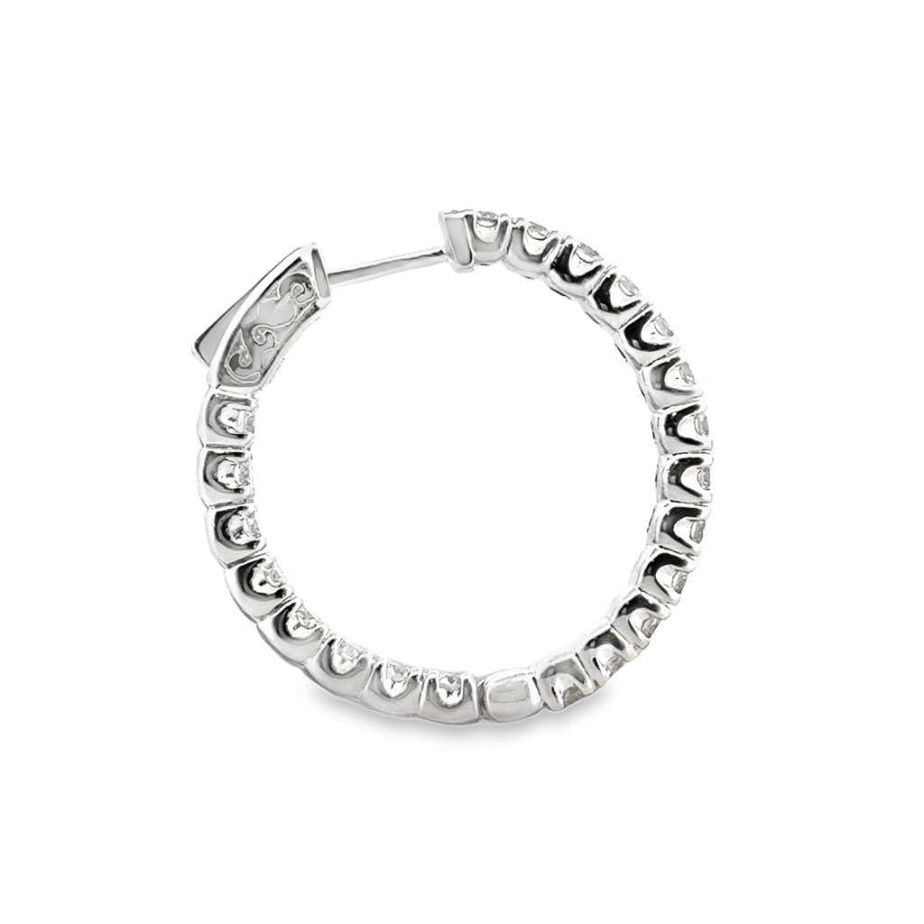 3.00 CTW Diamond Inside-Out Hoop Earrings 14K White Gold