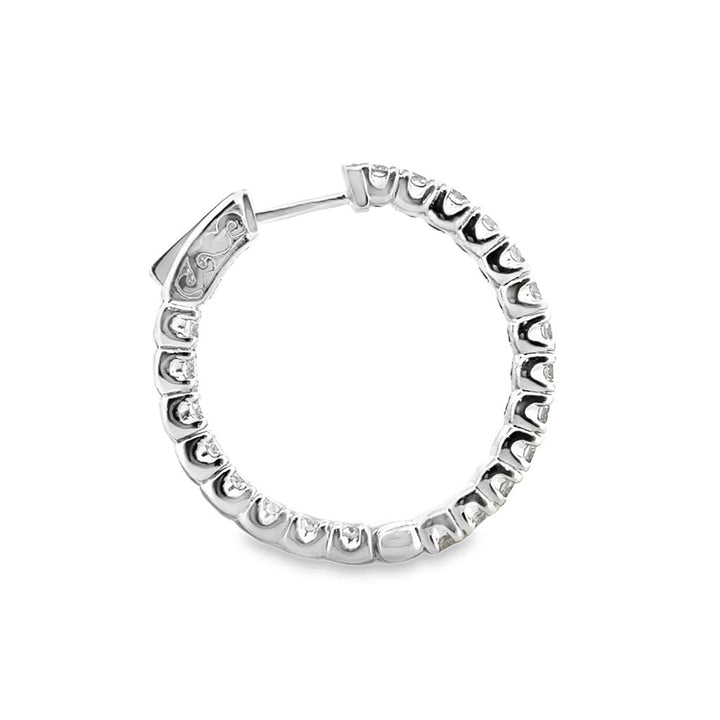 3.00 CTW Diamond Inside-Out Hoop Earrings 14K White Gold