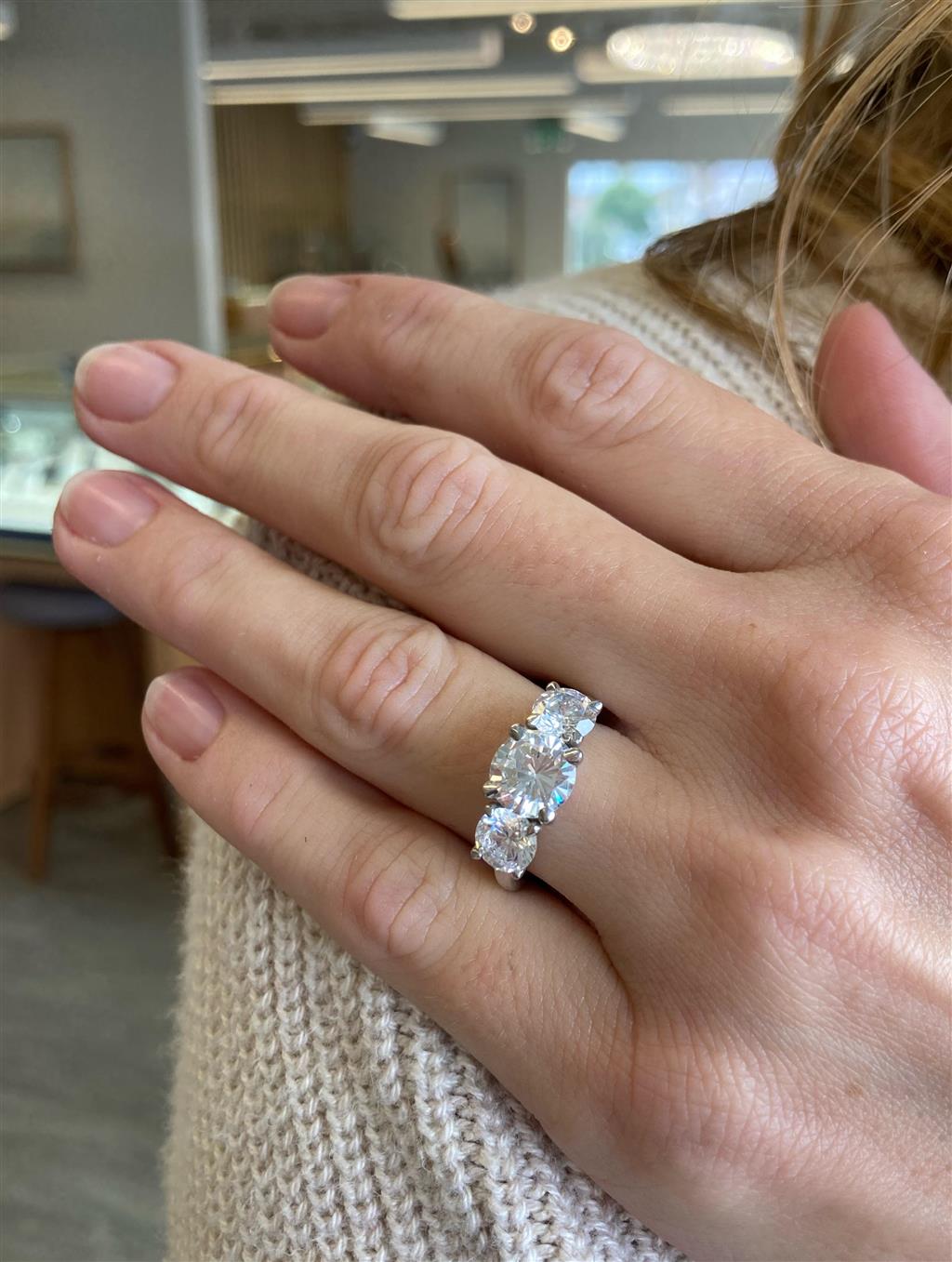 Three Stone Semi-Mount Diamond 18K White Gold Engagement Ring