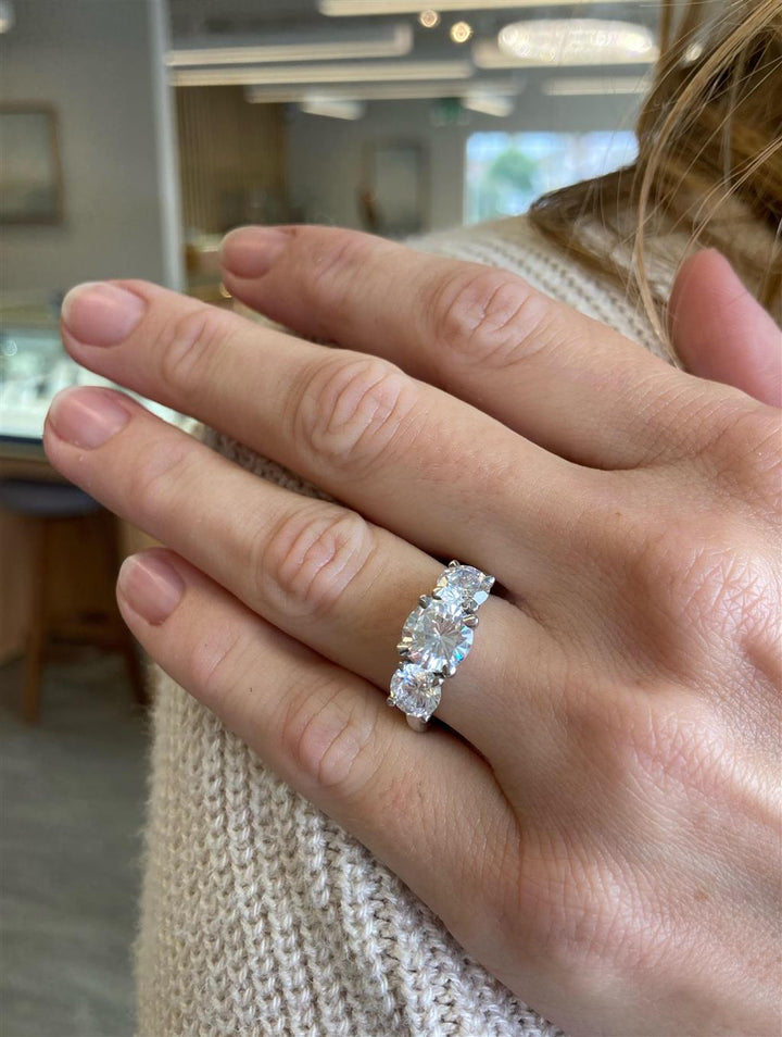 Three Stone Semi-Mount Diamond 18K White Gold Engagement Ring