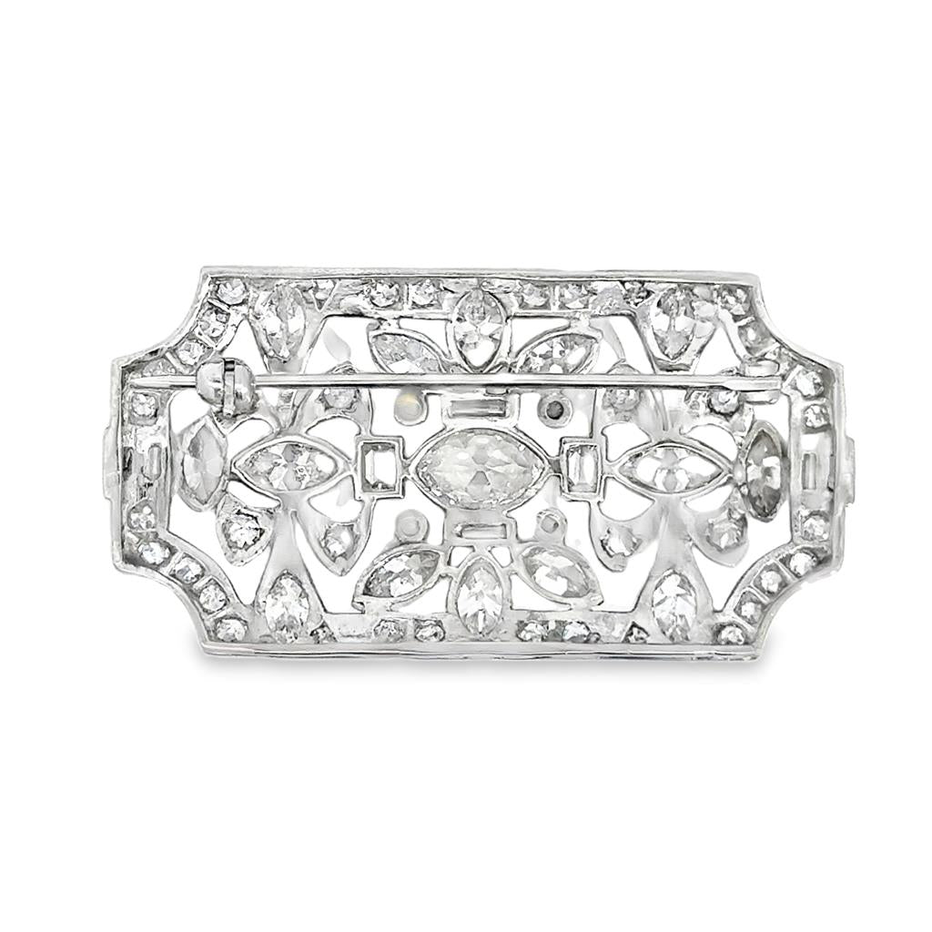 5.00 CTW Diamond Platinum Art Deco Pin Brooch