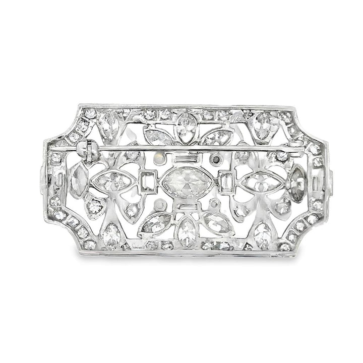 5.00 CTW Diamond Platinum Art Deco Pin Brooch