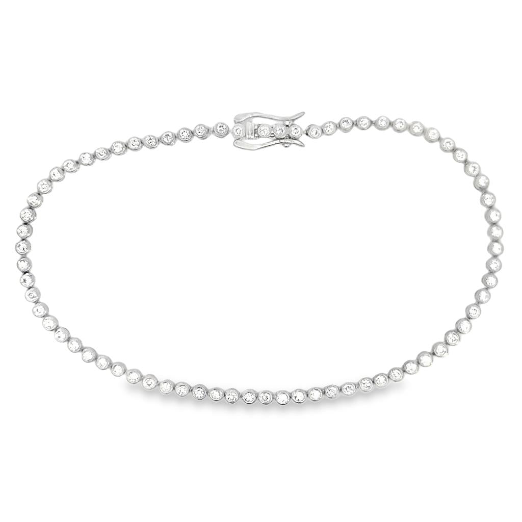 1.08CTW Diamond Tennis Bracelet – 7 3/4" | 14K White Gold | Bezel Set