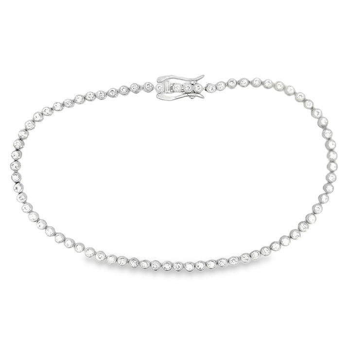 1.08CTW Diamond Tennis Bracelet – 7 3/4" | 14K White Gold | Bezel Set