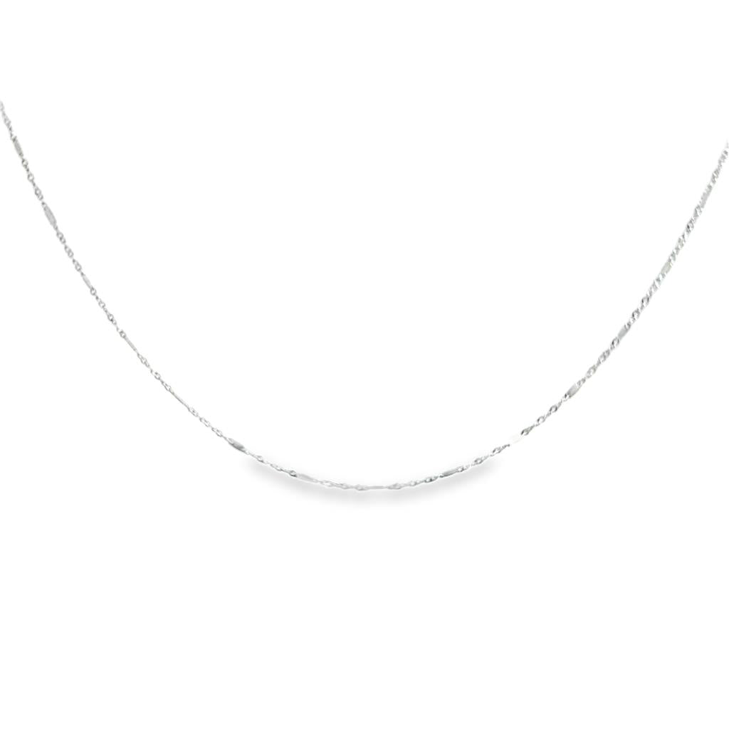 10K White Gold Bar & Twisted Chain Necklace
